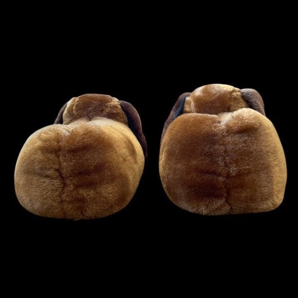 Vintage Fluffy Dog Face Plush Slippers With Ears & Non-Slip Sole Ladies 9/10 - Picture 4 of 8